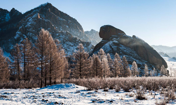 Turtle Rock at Gorkhi-Terelj National Park winter view