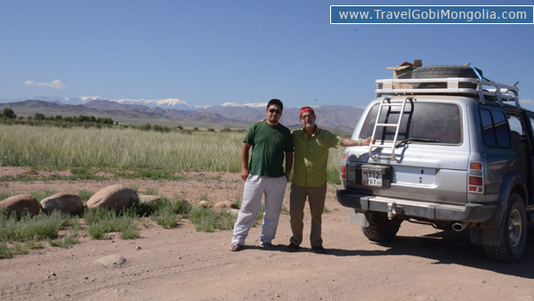 our driver with our customer in West Mongolia
