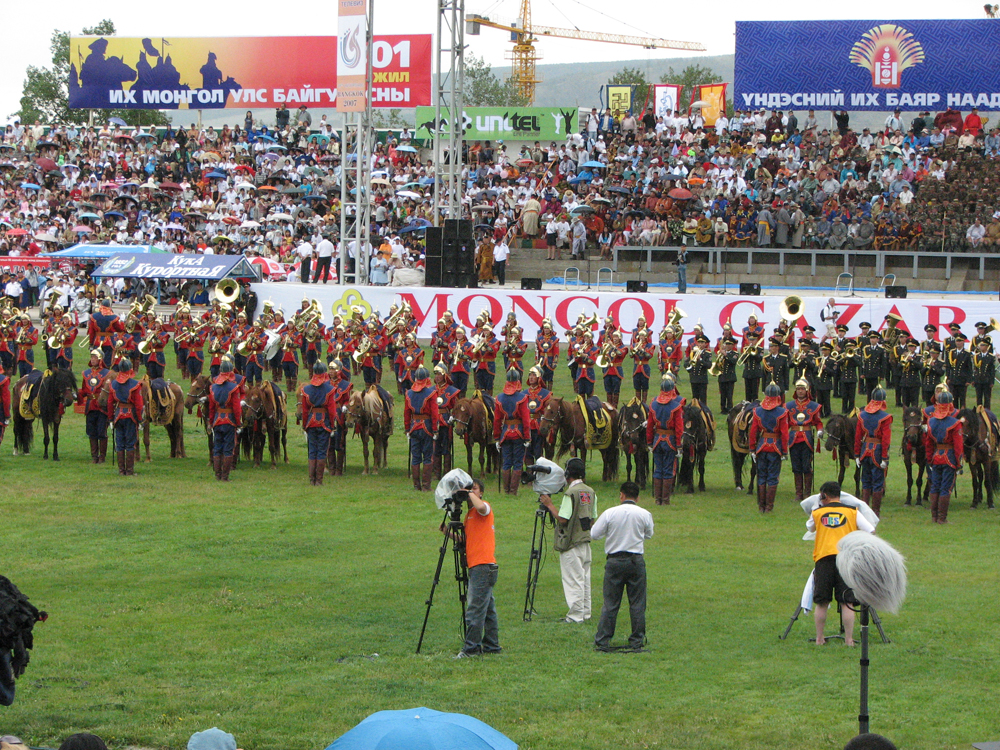 inside the stadium of opening ceremony of the naadam festival in Ulaanbaatar