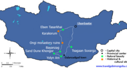 map of Gobi Desert Tourism & Karakorum Tour
