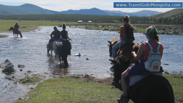 tourists usually ride horses in the Orkhon Valley