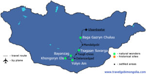 Gobi best 5 attractions tour map