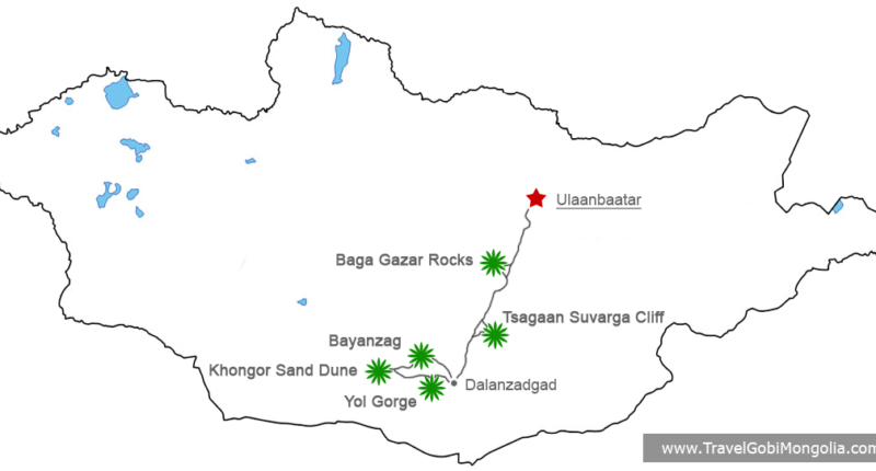 tour map of Gobi Desert Travel & Best 5 Attractions Tour