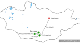 tour map of Gobi Trip From Ulaanbaatar By Car