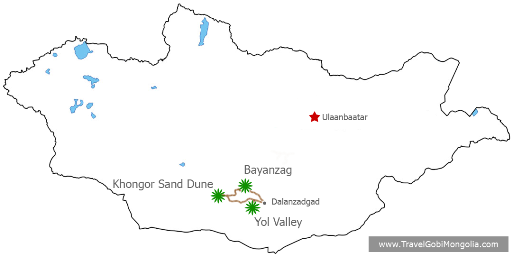 map of Join Tour Of Gobi Desert