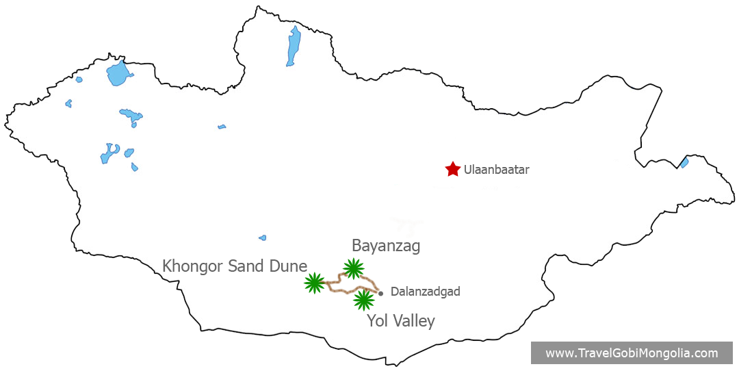 map of Join Tour Of Gobi Desert