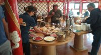 Our customers are getting their breakfast in the tourist ger camp