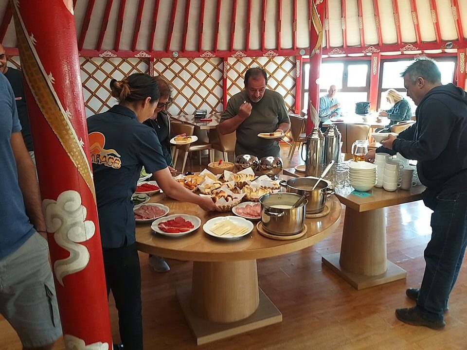 Our customers are getting their breakfast in the tourist ger camp