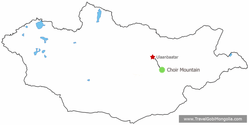 Travel from Ulaanbaatar to the nearest Gobi Desert, Choir Bogd Mountain tour map