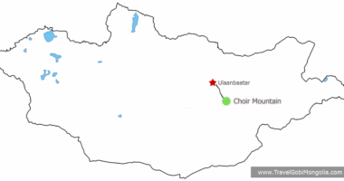 Travel from Ulaanbaatar to the nearest Gobi Desert, Choir Bogd Mountain tour map