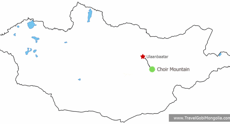 Travel from Ulaanbaatar to the nearest Gobi Desert, Choir Bogd Mountain tour map