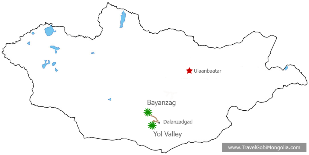 A Day Join Tour of Gobi Desert tour map
