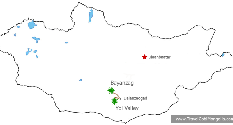 A Day Join Tour of Gobi Desert tour map