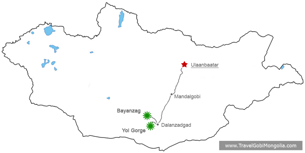 South Gobi 3 Days Tour tour map