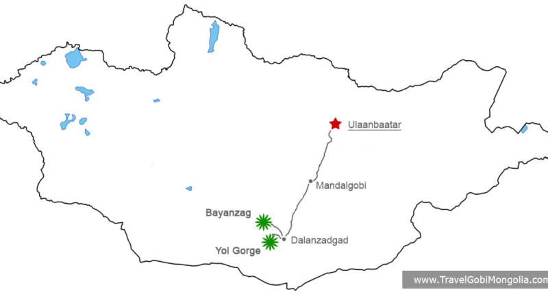 South Gobi 3 Days Tour tour map