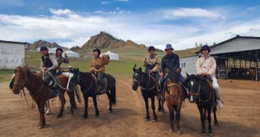our customers are riding horse in Gorkhi-Terelj National Park