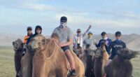 our customers are riding camels in Khongor Sand Dune